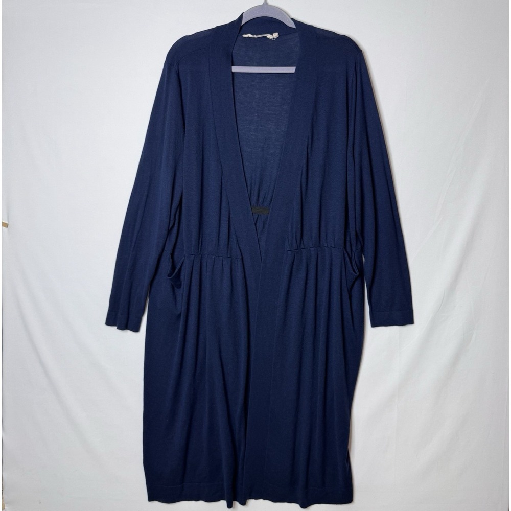 Soft Surroundings Cardigan Sweater Duster Sz 2X Navy Pockets Soft Lightweight